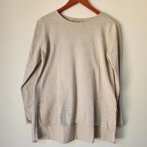 Joan Vass, Women's Blouse Hi Lo Top, Size S, Beige, Rayon Nylon Blend